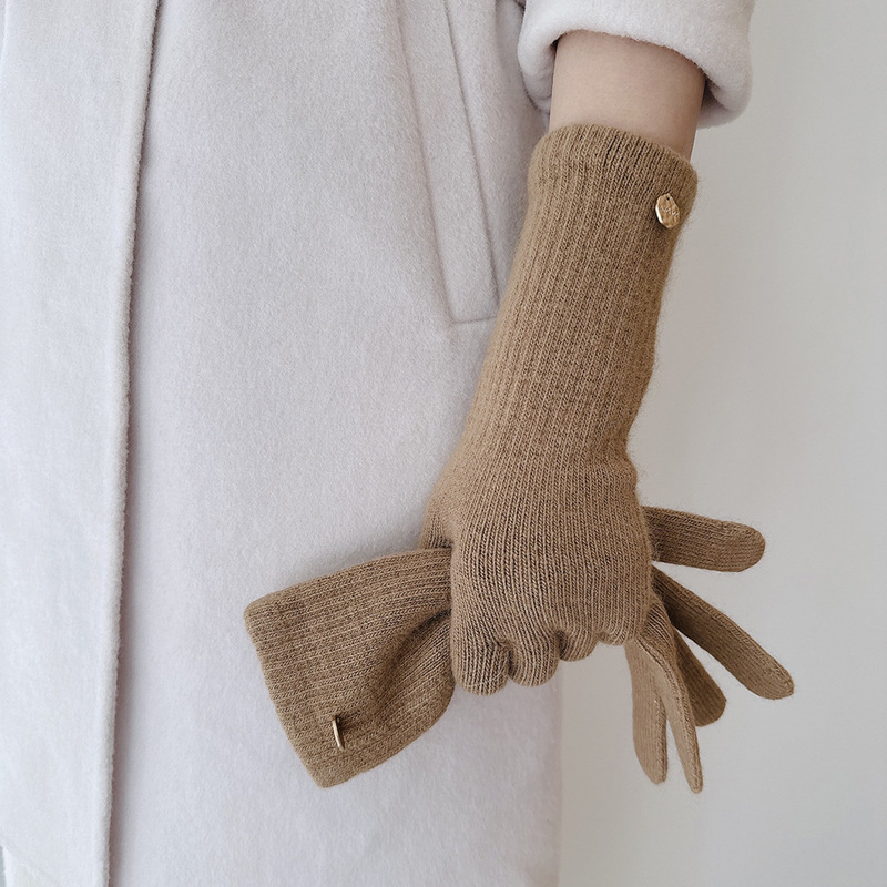 Raccoon velvet wool high quality winter long warm gloves women's dew two-finger touch screen soft all-match light luxury feeling Raccoon velvet wool high quality winter long warm gloves women's dew two-finger touch screen soft all-match light luxury feeling