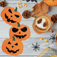ハロウィンフェルトかぼちゃコースターオレンジ滑り止め耐熱怪獣飲料コースターパーティーおかしな装飾テーブルマット