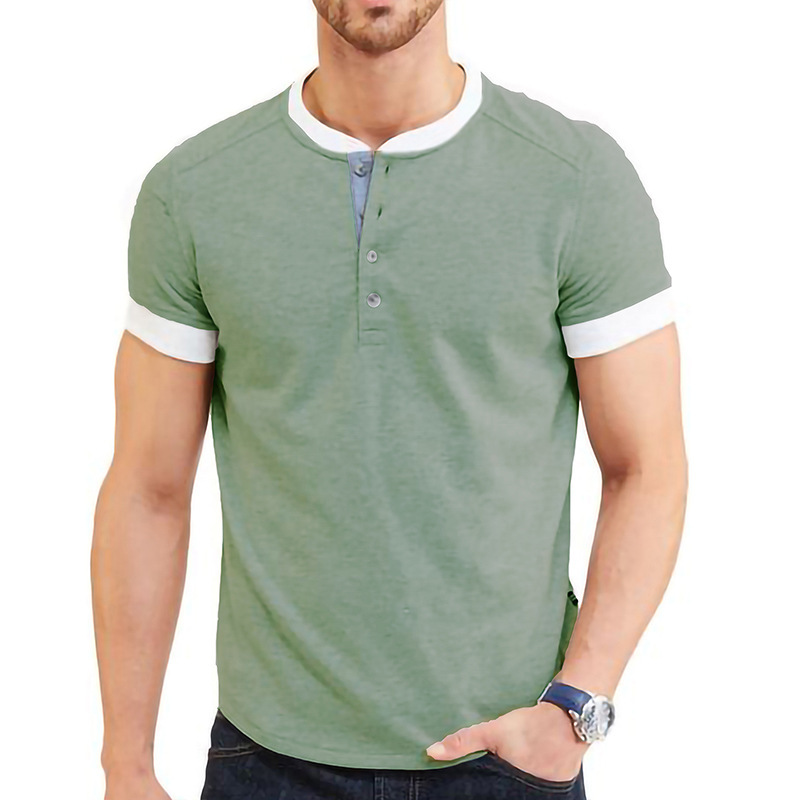 Sommer Neue Europäische und Amerikanische männer Casual Vielseitig Kurzarm T-shirt Rundhals Einreiher Top_voghion.com