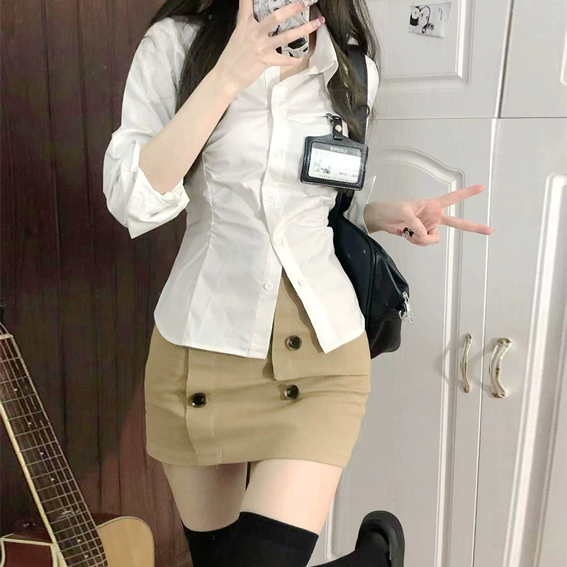 Jk рубашка униформа рубашка с талией