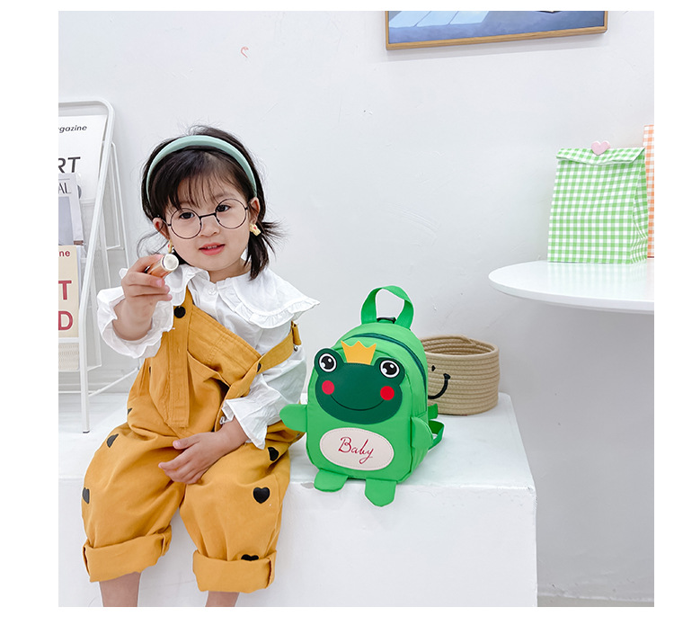 Kindergarten schoolbag for children, boys and girls, 1-3-5 years old, anti-wandering rope, cute frog, double-shoulder baby small backpack undefined