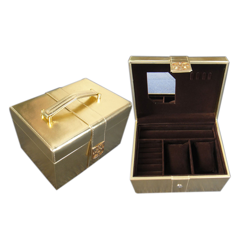 首饰盒珠宝盒厂家供应皮质手拎化妆箱货源包装盒款式多样包装