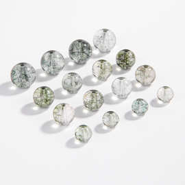 跨境爆款绿幽灵散珠diy串珠6/8/10mm圆珠子爆花晶绿幽灵散珠批发