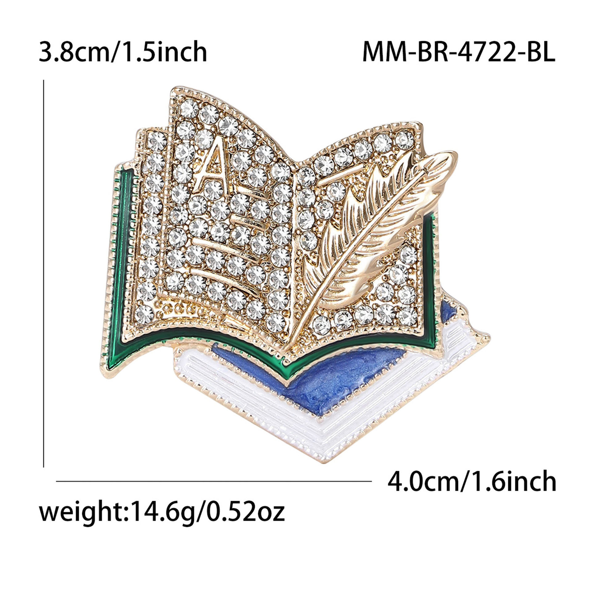 New European and American enamel rhinestone book-shaped brooch, exquisite accessory for men's and women's clothing: BR4722