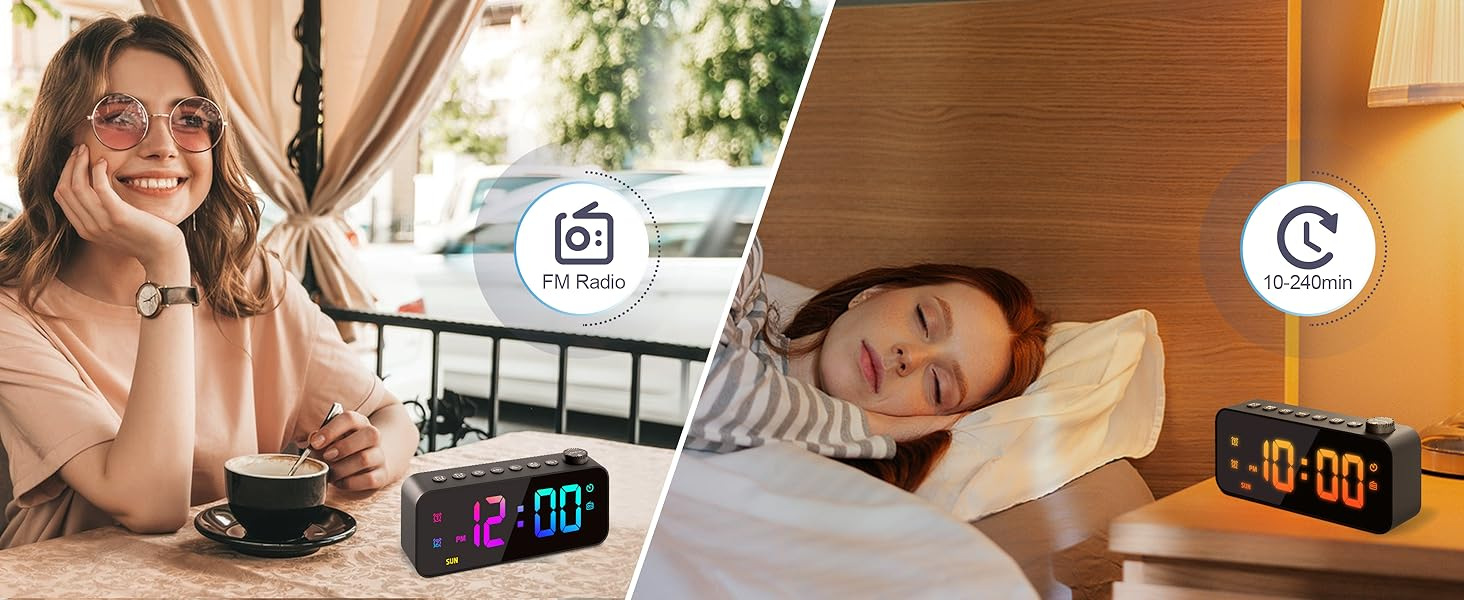 Black Amazon Mirror Alarm Clock - Display Features