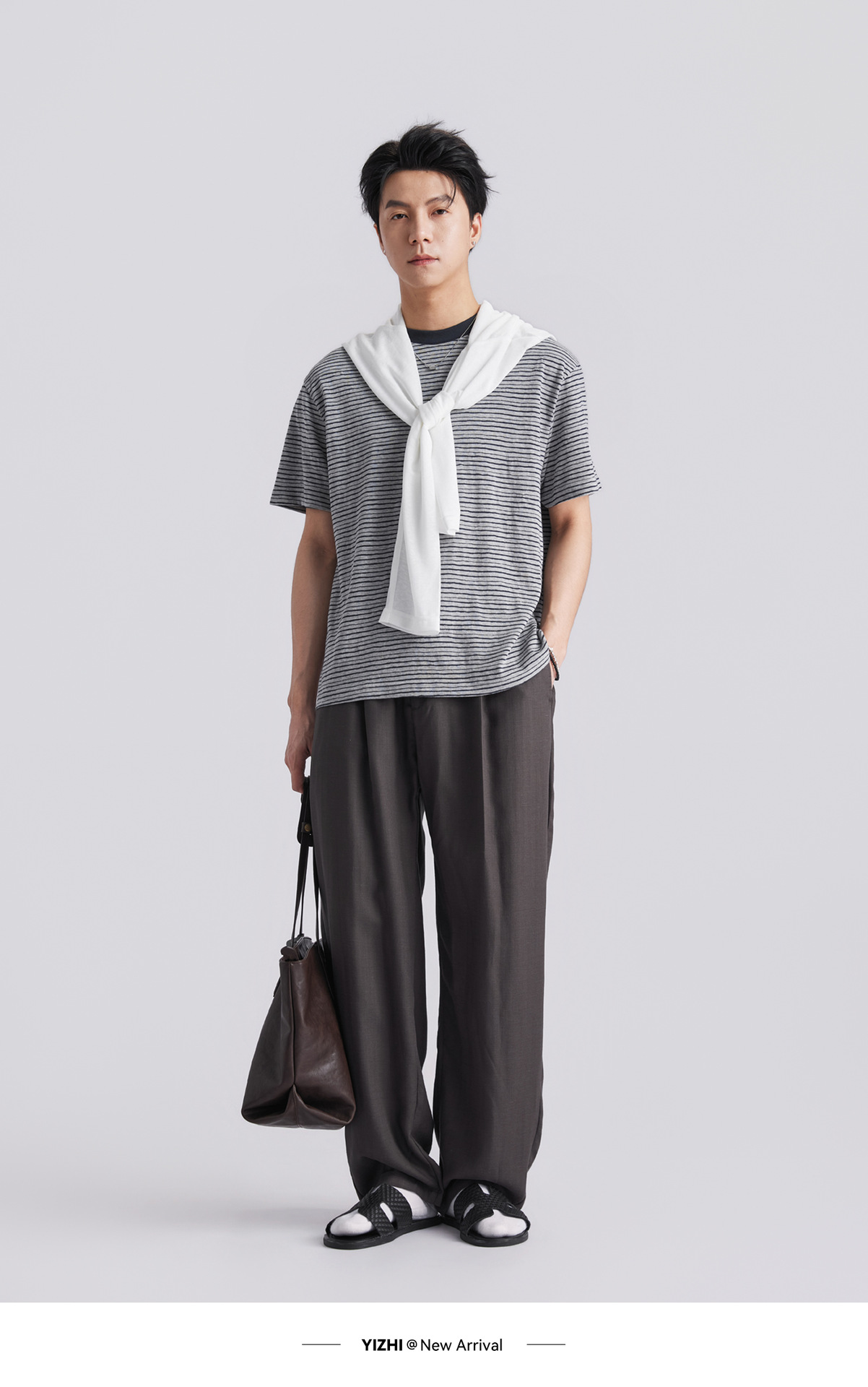 Quần tây nam ống côn eo cao dáng suông vải Tencel thoáng mát — đen chi tiết 26