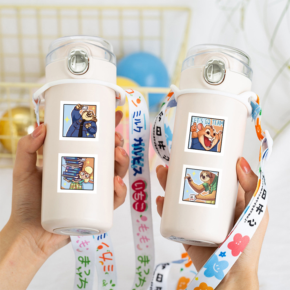 Crazy Zoo City pegatinas rodillos pegatinas de dibujos animados diy niños recompensas pegatinas de mano con cinta adhesiva de película de corte de sellado