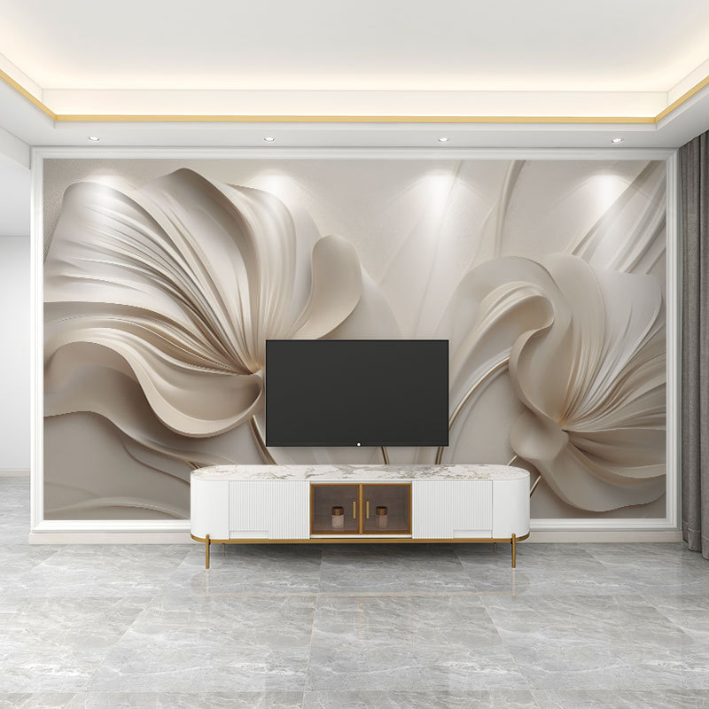 壁紙 3D 立体レリーフフランス花テレビの背景壁壁紙リビングルームの壁布寝室の壁布壁画|undefined