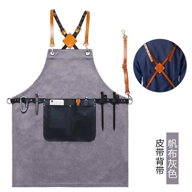 Comercio exterior delantal de lona gruesa logotipo personalizado industria pesada máquina reparación electricista carpintería ropa de trabajo delantal fábrica al por mayor personalizado