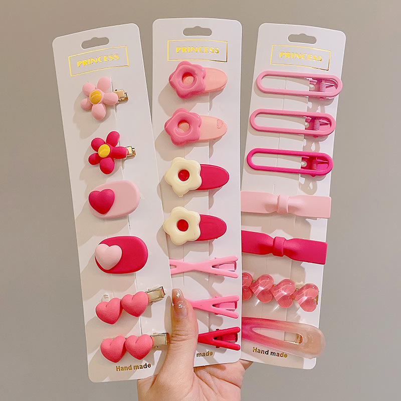 Pin de pelo de verano de dopamina rosa de alto nivel de sensación de frangeo un clip de pelo de frente acabado de pelo de broche adorable adornamiento para el pelo