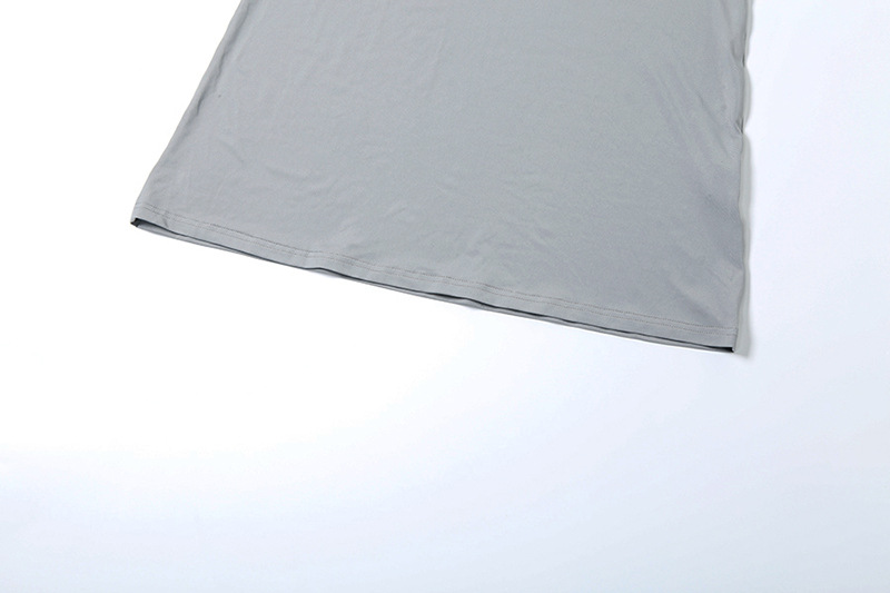 Conjunto de vestido de primavera para mujer, blusa de manga larga ajustada de color liso con cuello halter y cordones.