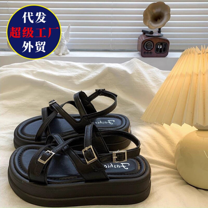 Silver Niche Platform Thick-Soled Open-Toe Sandals for Women, New Summer Korean Style Versatile Non-Slip Beach Roman Shoes Silver Niche Platform Thick-Soled Open-Toe Sandals for Women, New Summer Korean Style Versatile Non-Slip Beach Roman Shoes