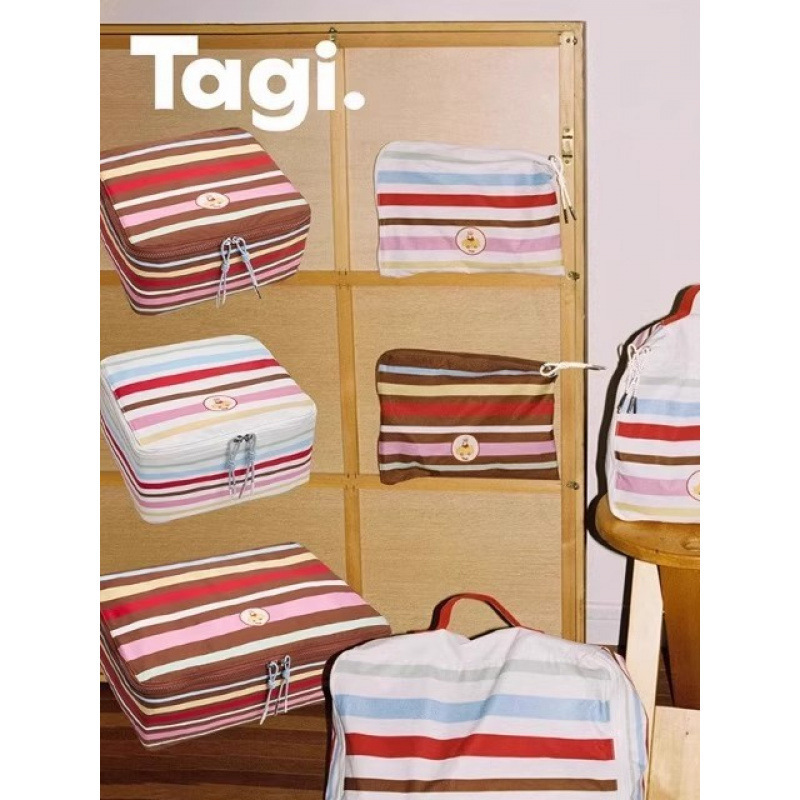 Tagi.《爆米花》小狗可爱便携条纹行李收纳旅行袋分装洗漱袋|undefined