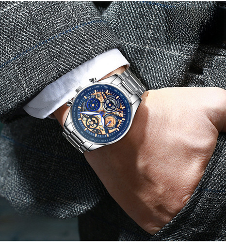 Popular nibosi new wrist watch, casual hollow mechanical design men's watch, multifunction quartz student watch