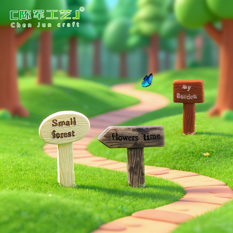 Moss Micro-Landscape Jewelry with Forest Instruction Guide Sign Doll DIY Assembly Ornaments