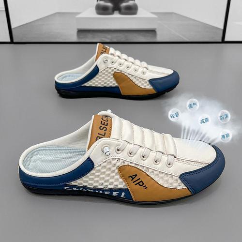 Summer New Style Lace-Up Men's Shoes, Half Slippers, Sneakers, Men's Slip-On Loafers, Breathable, Lightweight, Sports & Casual Shoes