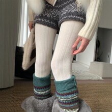 秋冬季厚款连裤袜微压显瘦不掉档菱格条纹JK洛丽塔奶白色打底袜女