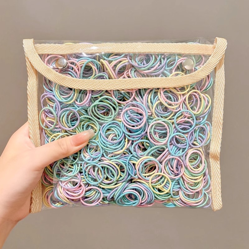 Color coreano pequeño pulgar anillo de cabello para chicas bajo cabello de cola de caballo no lesiones cabello elástico buena cuerda de cabeza cubierta de cuero para niños