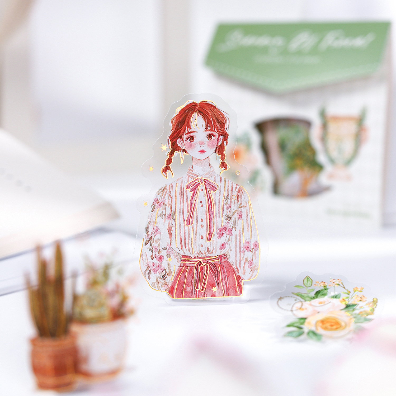 Hermoso día pegatina PET paisaje de viaje retro paisajismo material de cuenta de bricolaje paquete de pegatinas