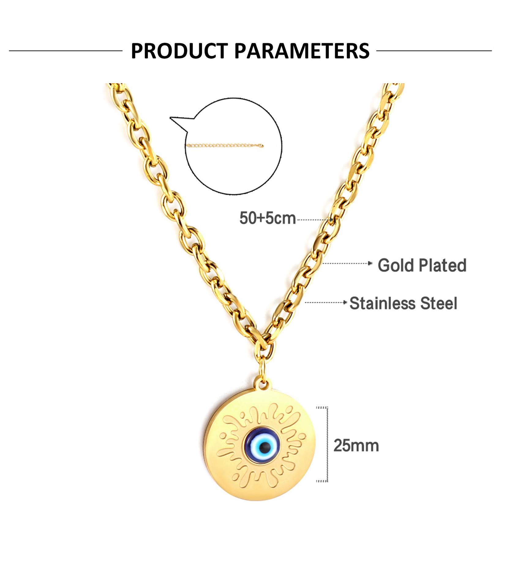 Retro Devilu0027S Eye Stainless Steel Enamel Necklace 1 Piece