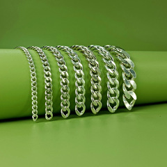 S925 sterling silver semi-finished woven chain wholesale Cuban chain horsewhip chain simple style bracelet necklace wholesale by gram