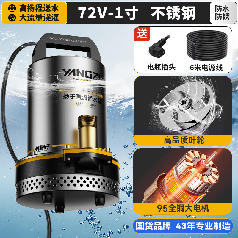 Yangzi bomba sumergible de corriente continua 12V48V72V bomba eléctrica de bombeo de agua de riego agrícola doméstico bomba de agua de alta potencia
