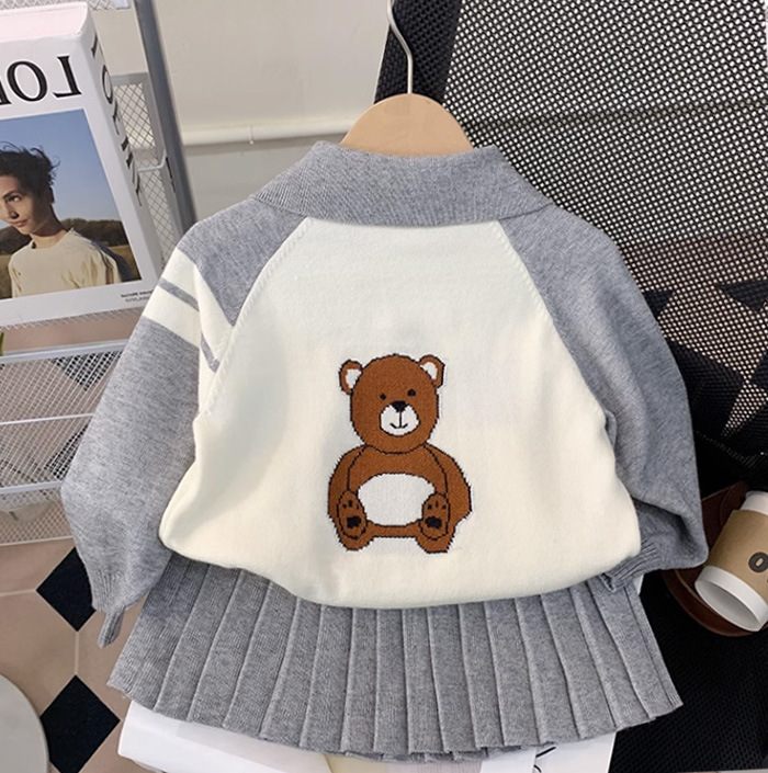 Girls' Knitted Sweater Skirt 2023 New Children's Wear Baby Spring Autumn and Fashionable Two_voghion.com