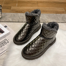 雪地靴女鞋2022新款冬季韓版加絨加厚保暖棉鞋短筒菱形格雪地靴女