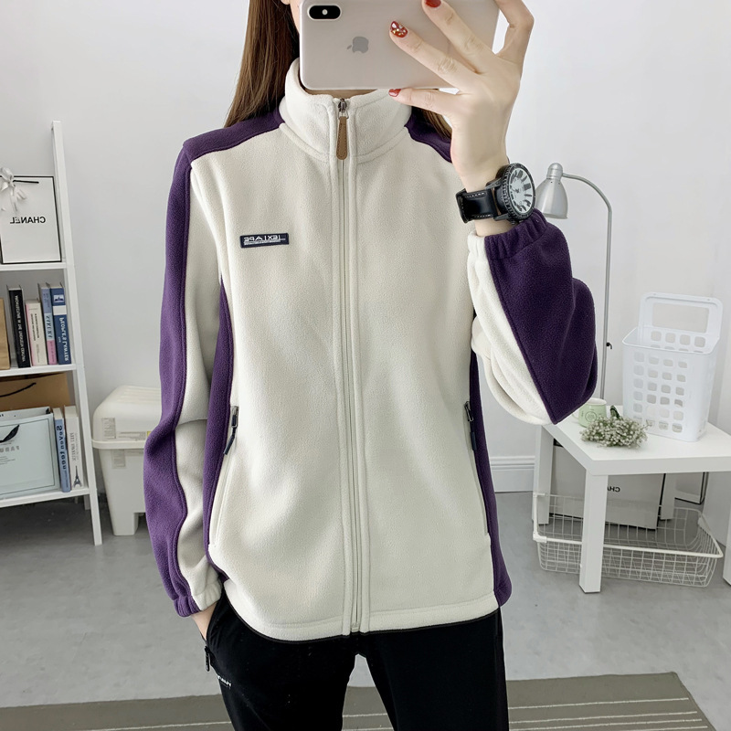 Camacos de terciopelo de grano de agitación para mujeres, chaqueta de terciopelo al aire libre caliente, chaqueta de asalto para mujeres, camiseta deportiva, camiseta exterior