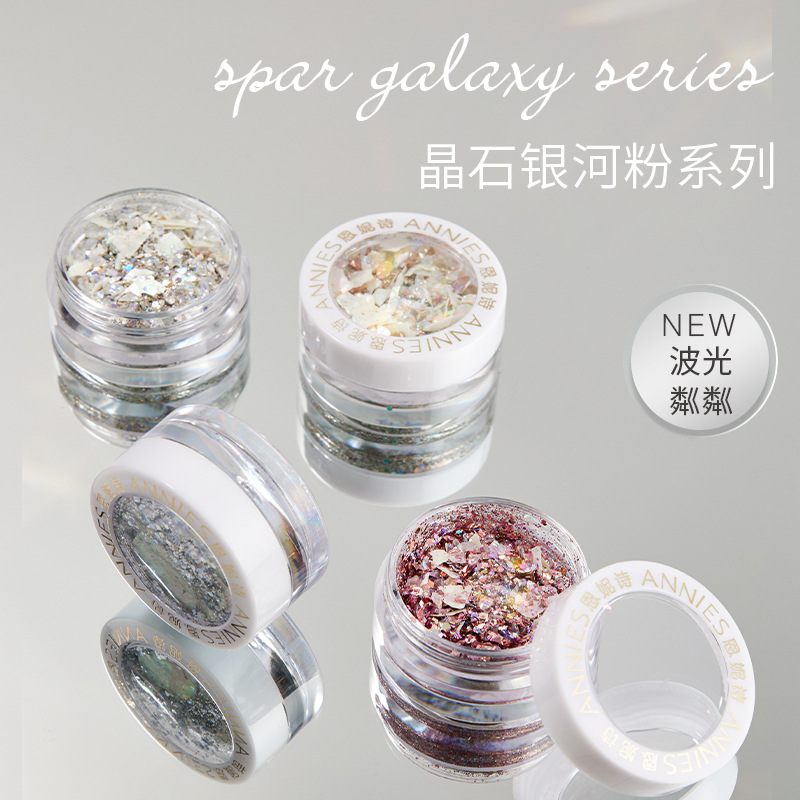 Polvo de cristales galácticos de moda en TikTok 2025, nuevas decoraciones de uñas con purpurina deslumbrante, venta al por mayor del fabricante.