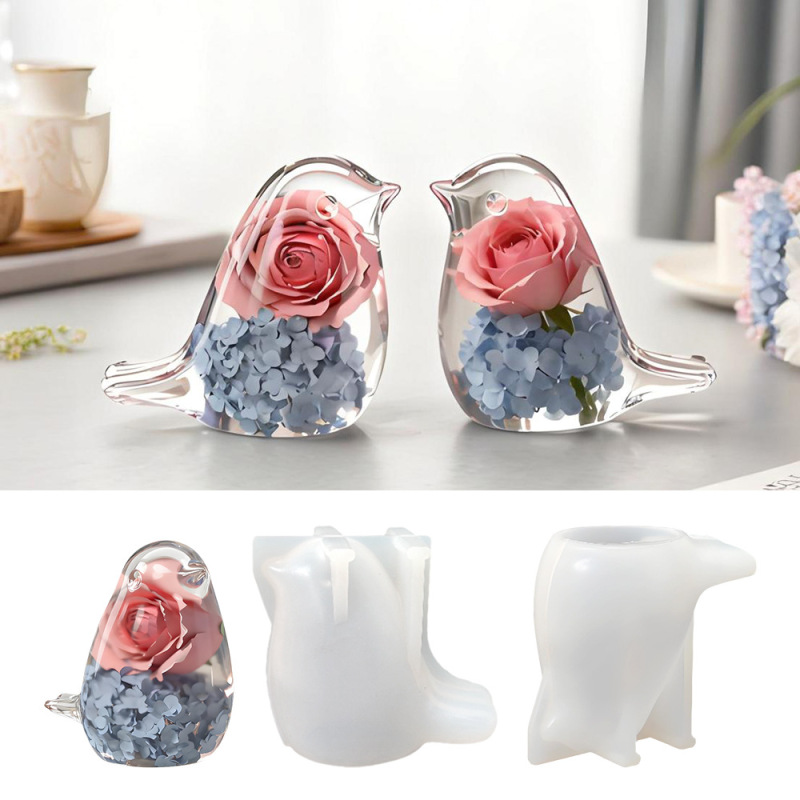 新品立体小鸟滴胶模具diy可爱小鸟车载摆件水晶滴胶镜面硅胶模具|undefined