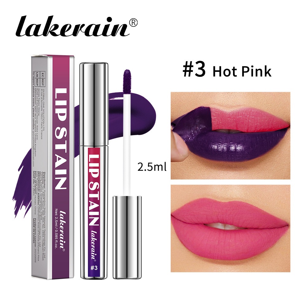 Transfronterizo belleza lakerain 3 colores tubo de plata rasgar lápiz labial de comercio exterior seda esmalte labial brillante esmalte labial fácil de desarrollar color lápiz labial