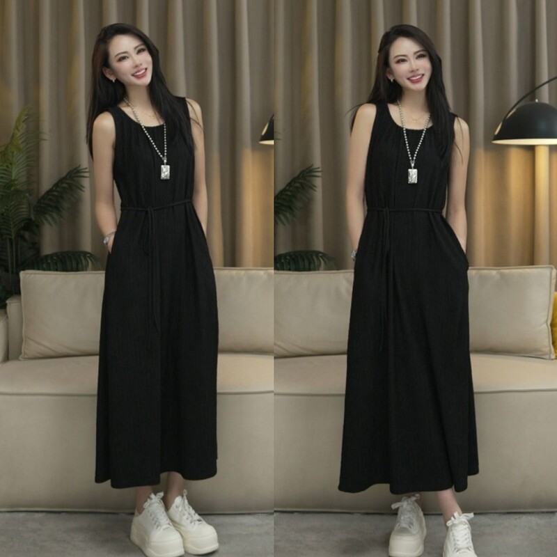 Tiktok French-Style Dress for Women, Summer Fashion, Retro, Simple, Lazy Style, Sleeveless, Versatile, Loose, Elegant Dress