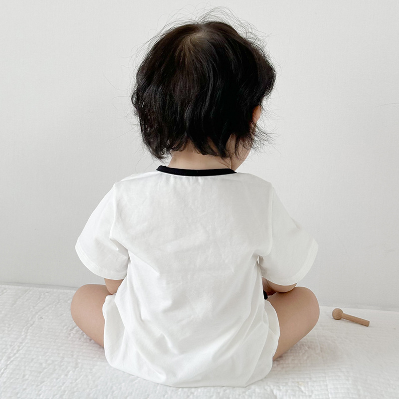 여름 옷 남성  슈퍼 귀여운 귀여운 동물 모양 보름달 백일 밖으로 등반 옷 여름 얇은