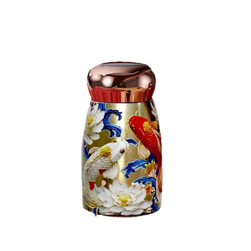 国潮风迷你陶瓷蘑菇杯316不锈钢智能温显口袋杯小巧便携保温杯|undefined