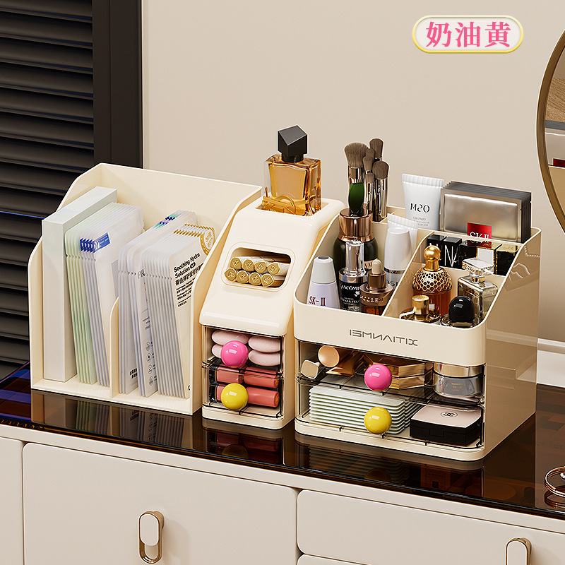 Caja de almacenamiento de cosméticos, escritorio, caja de almacenamiento de alta calidad, tocador de gran capacidad, productos para el cuidado de la piel, máscara de lápiz labial, estante de almacenamiento