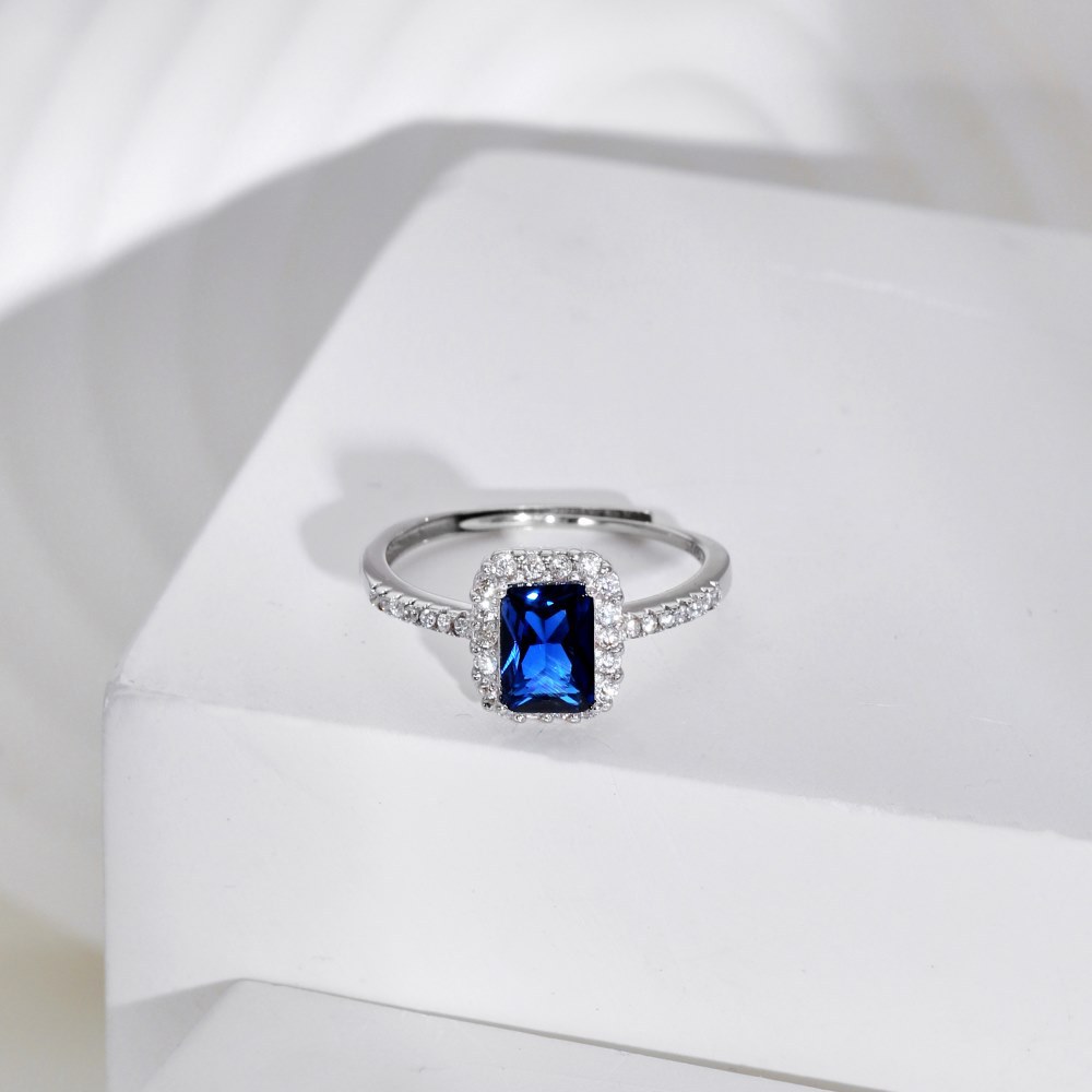 1 Piece Quantity Street Occasion 925 Sterling Silver Zircon Square Open Ring