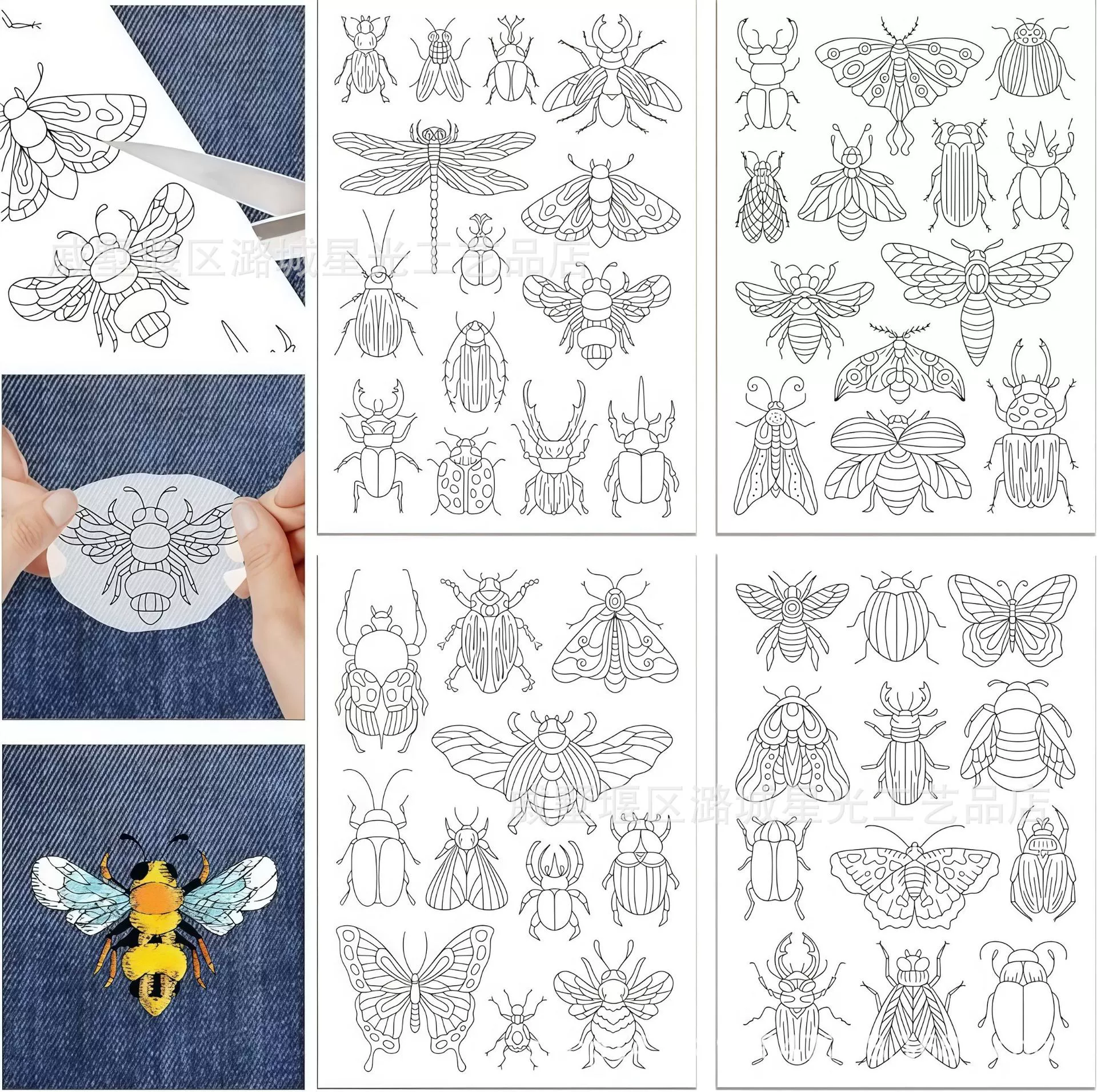 Самоклеящиеся embroidery водорастворимые наклейки водорастворимая ткань handmade diy животные и цветочные узоры нетканая ткань В4 вышивание швейное