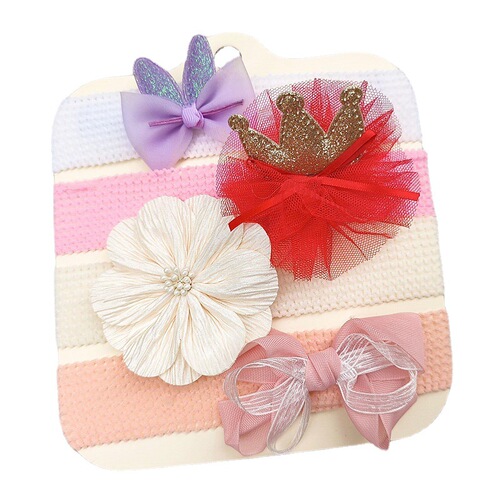 Amazon cross-border children's hair accessories set European and American baby bow flower wide hairband super elastic soft baby headband