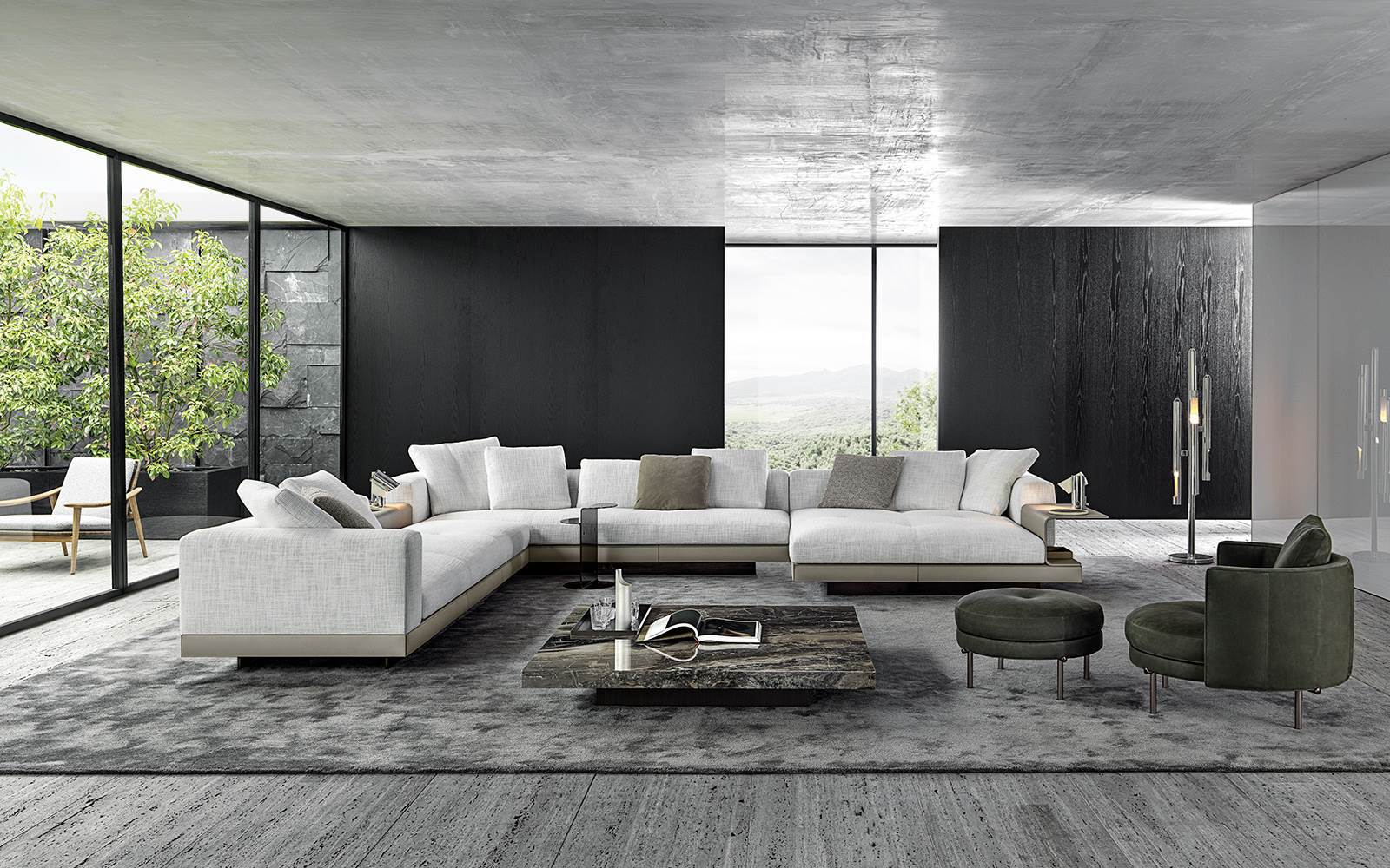Italian-style Miloleti luxury villa sofa living room modern minimalist corner combination leather cotton fabric sofa
