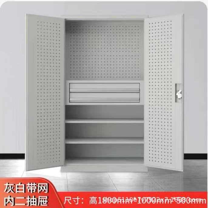 Gabinete de almacenamiento de herramientas pesadas de grado industrial de hardware grueso, gabinete de almacenamiento de almacenamiento móvil con placa colgante dividida de fábrica