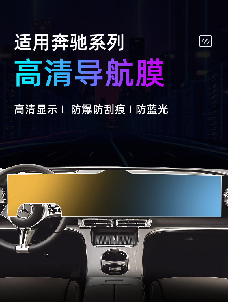 Suitable for 26 models of Mercedes-Benz GLC new energy vehicle center console tempered film car navigation screen protector display screen protective film