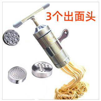 3头立麦手摇家用小型不锈钢手动压面机/饸饹压面条机压面器榨汁