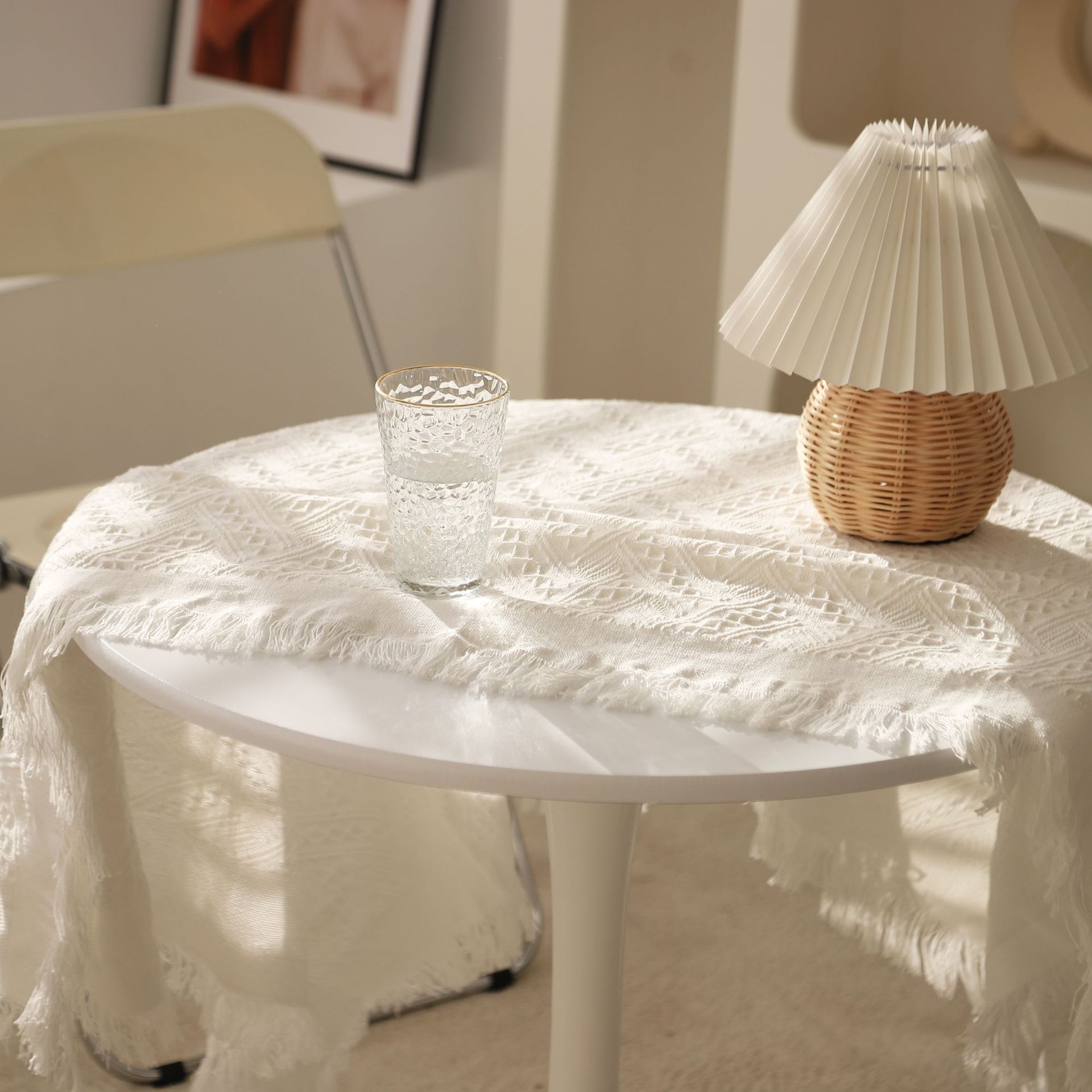 INS estilo mantel Luz de lujo de alto grado gabinete de TV Mesa Redonda escritorio azul mantel puesto fotografía de alimentos tela de fondo