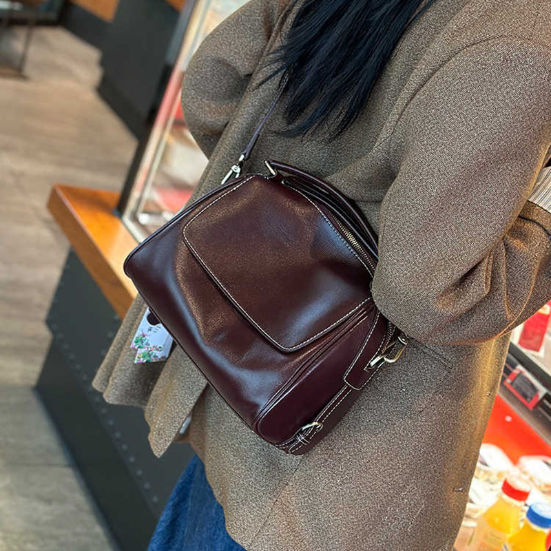 Women's Handbags 2024 New Trendy Fashion Retro Versatile Large Capacity Genuine Leather Shoulder Crossbody Bag Tote