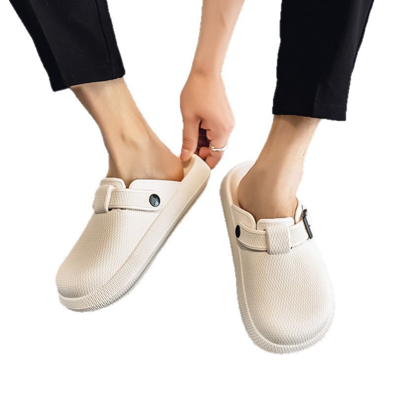 Sandalias y pantuflas Baotou para hombre, tallas grandes, uso de suela gruesa antideslizante para el interior y el exterior del hogar