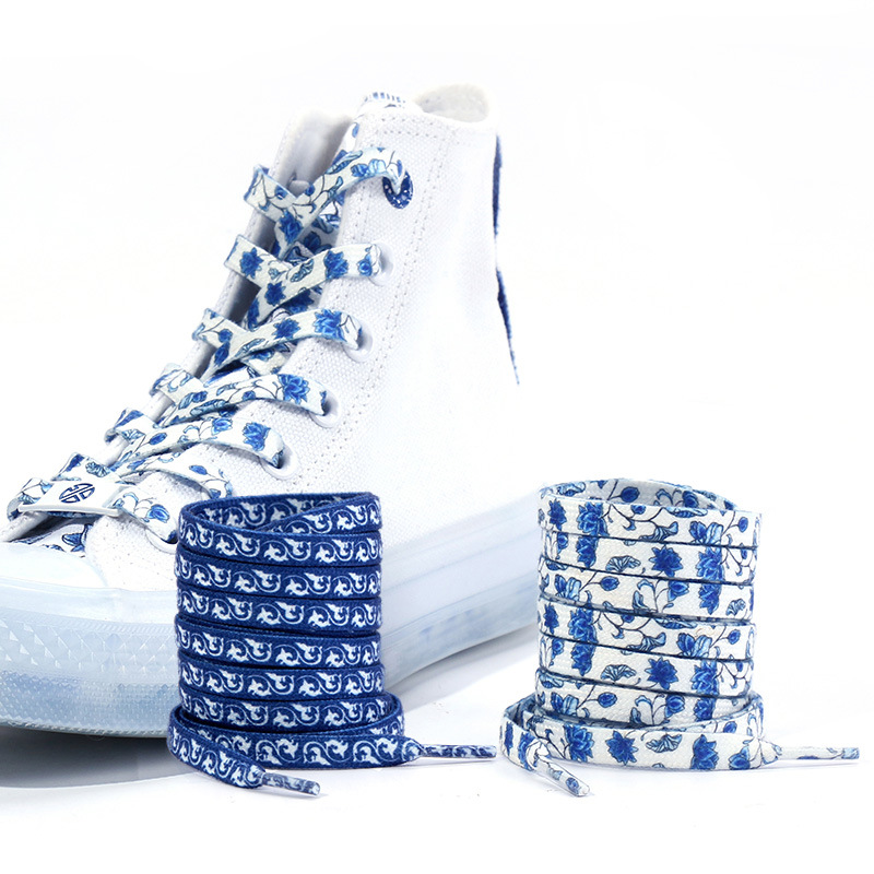 Wild elephant adaptation AJ1AF1 Control Army No.1 1970s Retro Bluish white Chinese style Blue and white porcelain Shoelace Flat