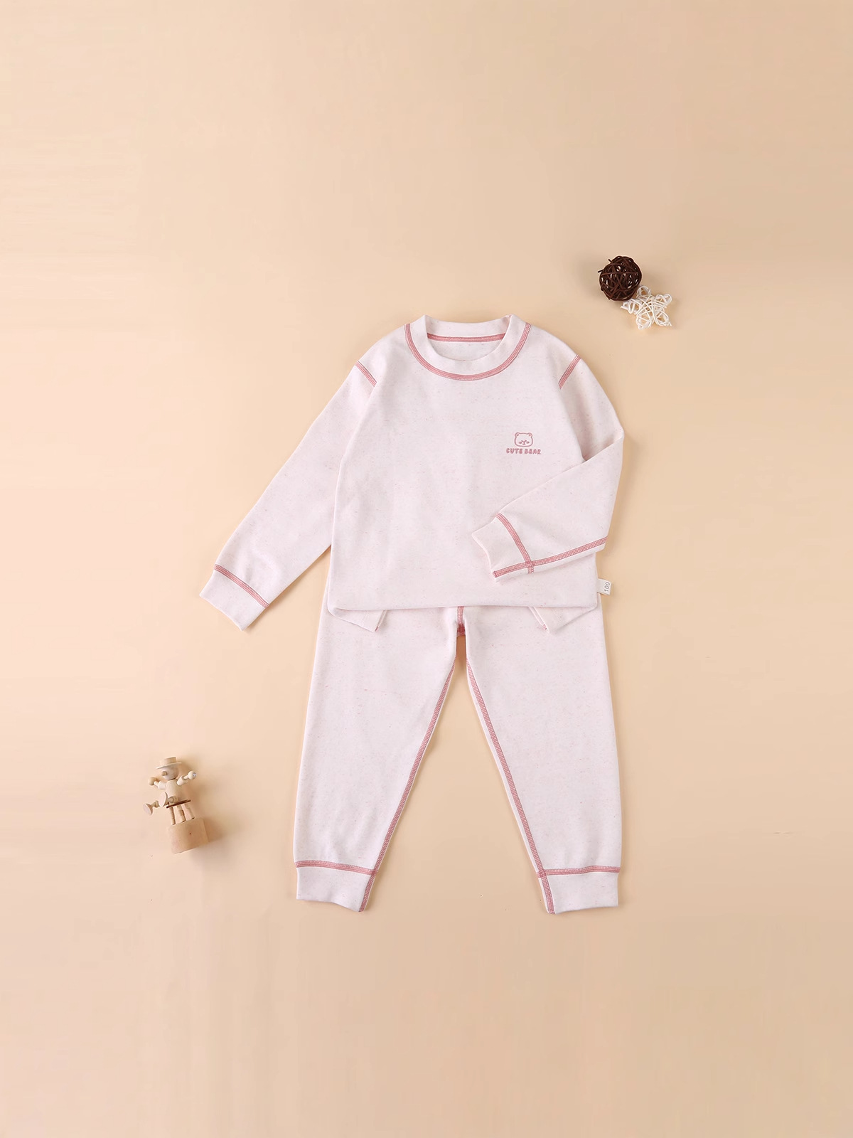 Baja interior de algodón engrosado pijamas bebés pijamas transpirables para niños y niñas y niñas hilo de color antibacteriano abrigo de otoño conjunto de pantalones de otoño