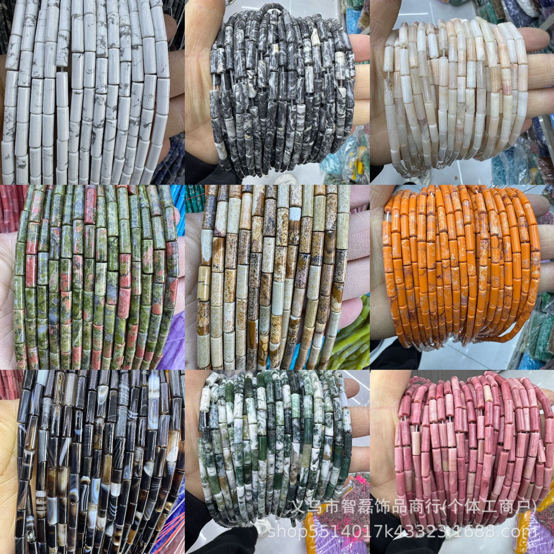 4*13 joyería de piedra de ágata de cristal cilíndrico cuentas sueltas accesorios de bricolaje patrón de madera roja azul natural turquesa al por mayor
