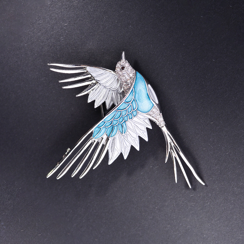 High-end Light Luxury Enamel Color Bird Brooch Niche Design Sense Personalized Micro Zirconium Pins Fashionable Exquisite Corsage